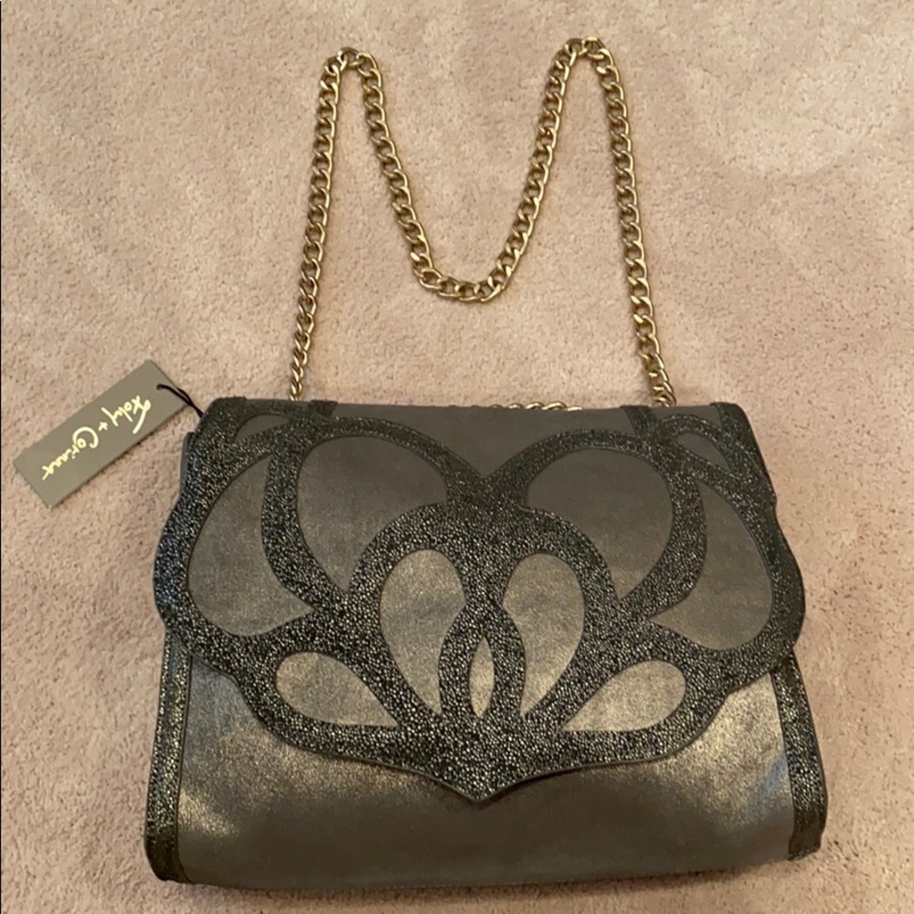 NWT Foley & Corinna Lotus Top Handle Silver Gravel